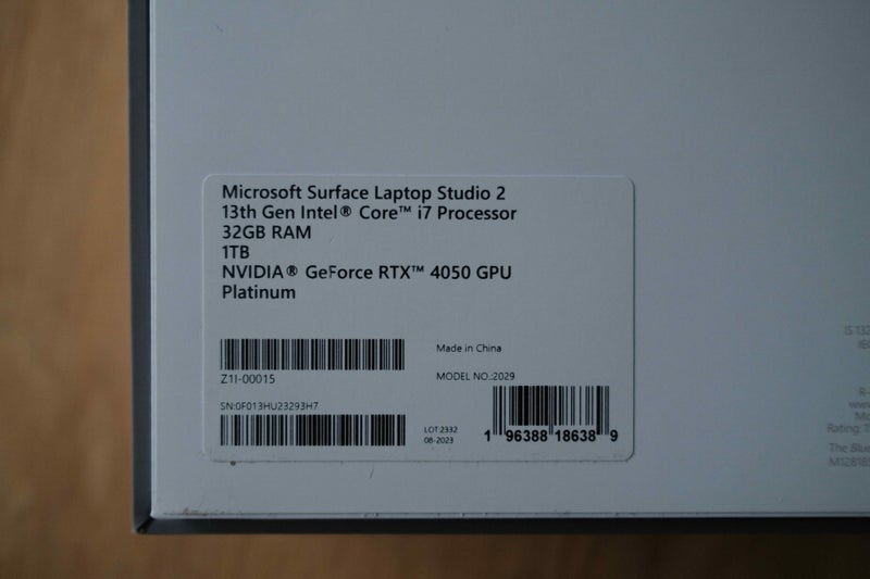 Microsoft Surface Laptop Studio 2 13th Gen Intel i7 (32GB, 1TB, RTX 4050 GPU)62934722652546111