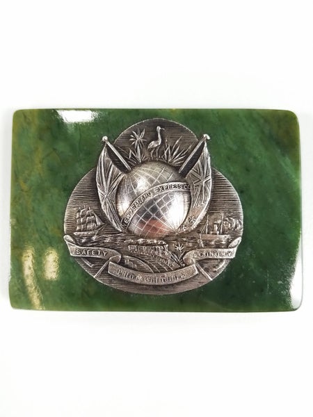 Pounamu Mounted Silver Plaque for NZ Express Company - $1 Res Charity Auction Carousel 1