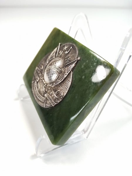 Pounamu Mounted Silver Plaque for NZ Express Company - $1 Res Charity Auction Carousel 2