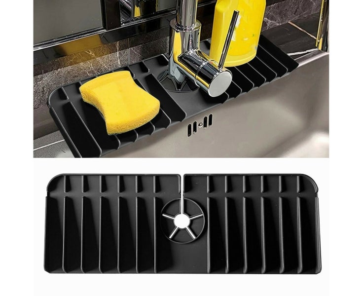 Kitchen Faucet Sink Splash Guard Silicone Faucet Water Catcher Drying Mat Pad Carousel 1