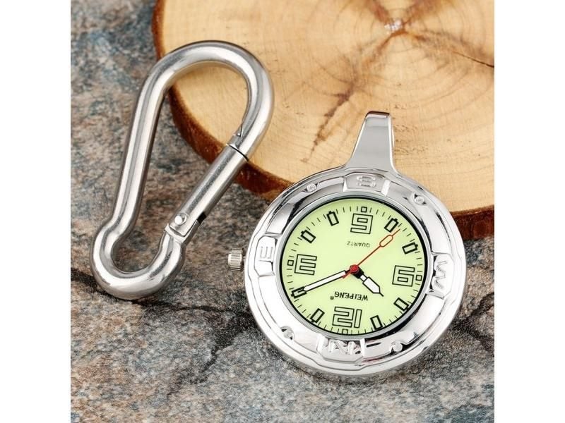 Luminous Watch Senior Professional Medical Dial Clip Carabiner Hook Quartz Carousel 1