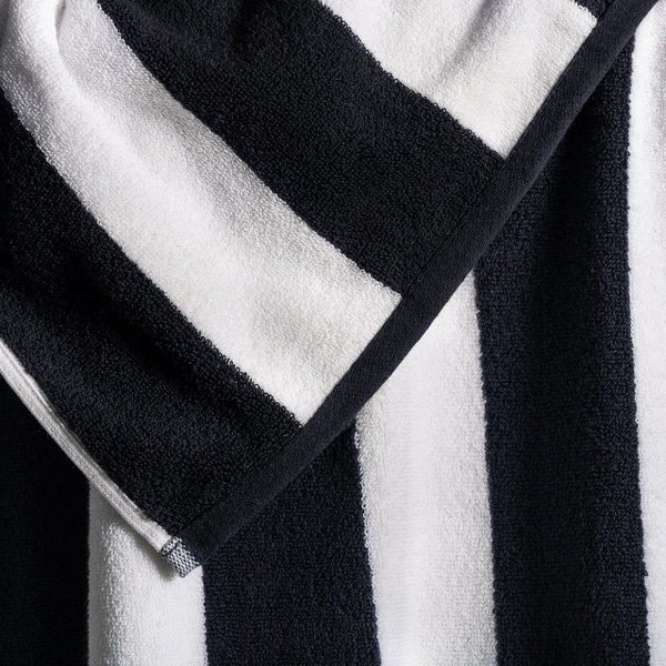 Striped Cabana Cotton Terry Beach Towel - Black Carousel 2