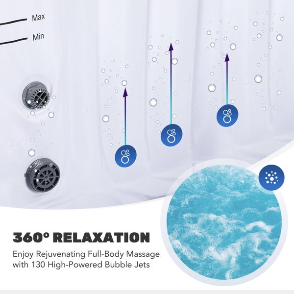 210x210CM 130 Jets Hot Tub Inflatable Spa Massage Portable Outdoor Bath 6 Person Carousel 2