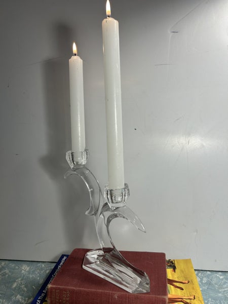 Vintage Elegant Crystal Glass Duo Candlestick Holder, from Duiske Glass62864741354114111