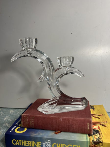 Vintage Elegant Crystal Glass Duo Candlestick Holder, from Duiske Glass62864741354114112