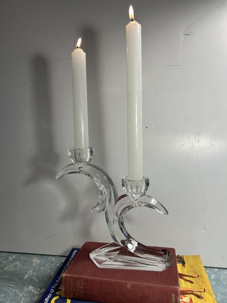 Vintage Elegant Crystal Glass Duo Candlestick Holder, from Duiske Glass628647413541141110