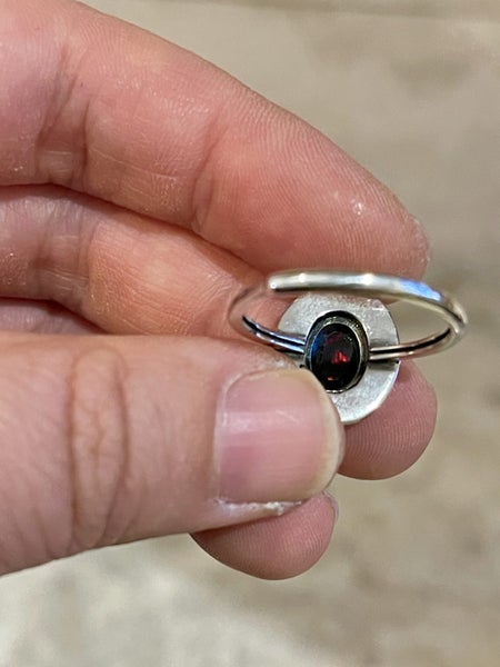 $1 reserve// Vintage Natural Black Opal S925 Silver Ring62865828385537111
