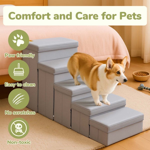 5 Steps Foldable Storage Stairs Steps For Small Dog Cat Pet Carousel 2