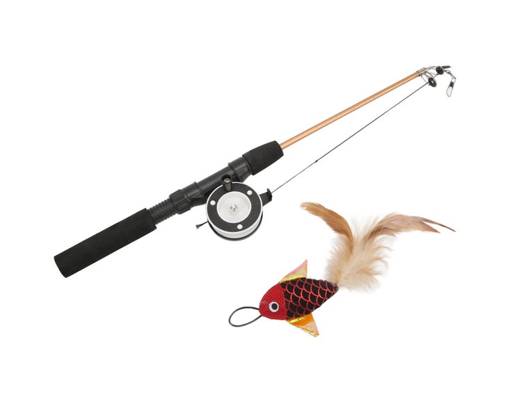Funny Cat Stick Realistic Flexible Interactive Pulley Telescopic Fishing Rod Carousel 1