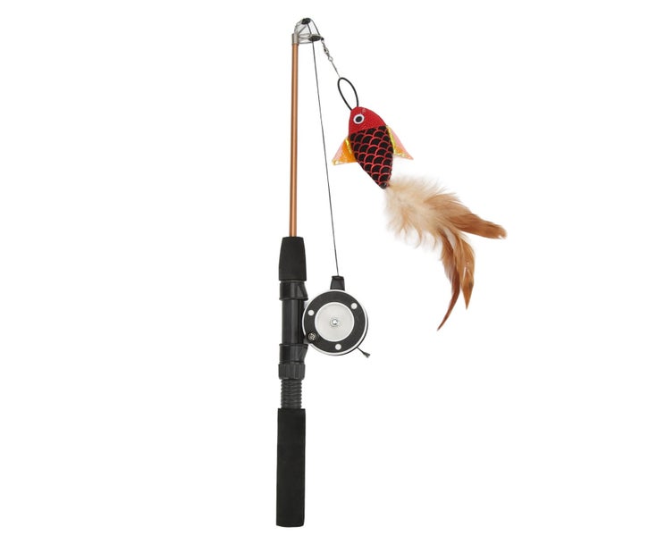 Funny Cat Stick Realistic Flexible Interactive Pulley Telescopic Fishing Rod Carousel 5