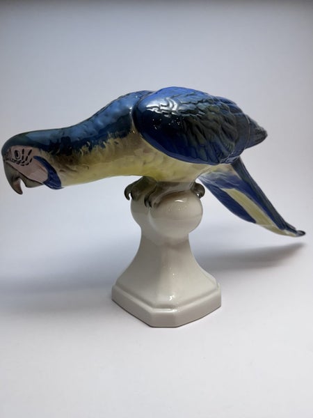 Royal Dux Bohemia Porcelain Large Blue Macaw Parrot Figurine62940492090627113
