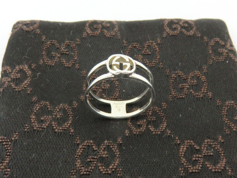 GUCCI Sterling Silver Interlocking G Logo Ring Size 4.75 Carousel 1