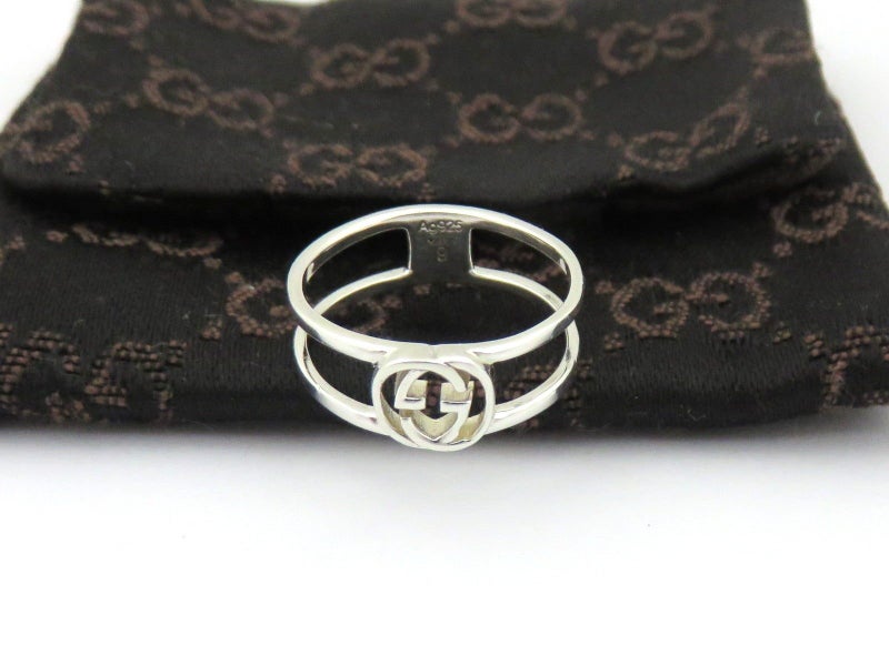 GUCCI Sterling Silver Interlocking G Logo Ring Size 4.75 Carousel 2