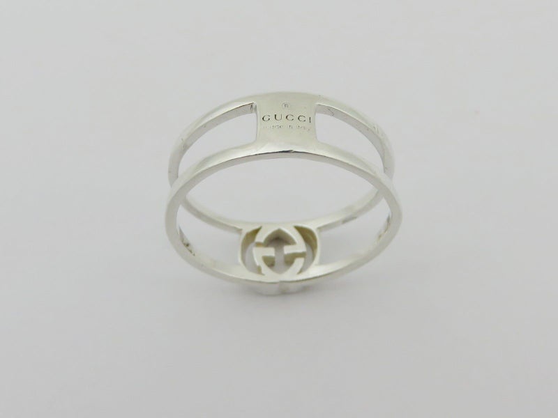 GUCCI Sterling Silver Interlocking G Logo Ring Size 4.75 Carousel 4