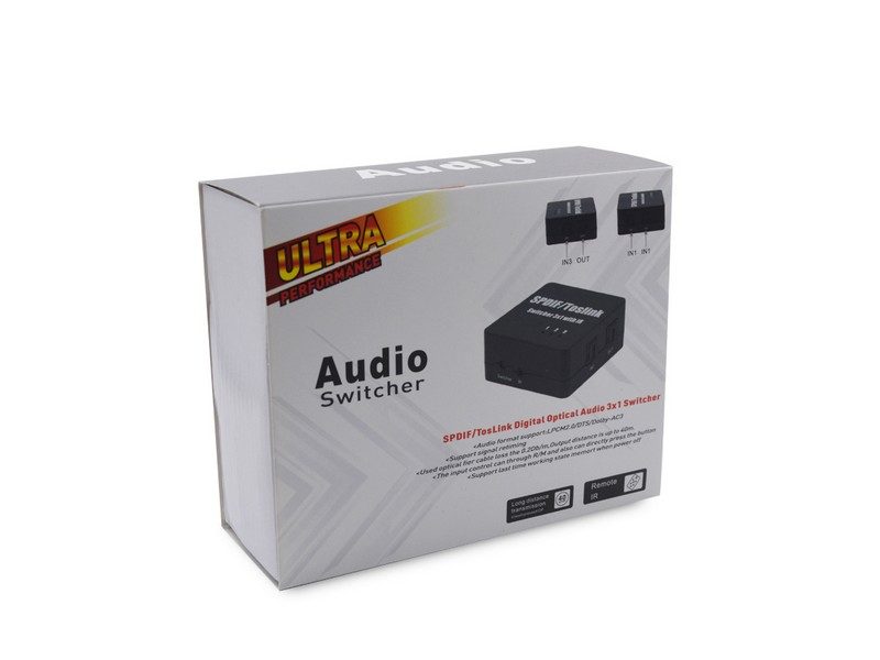 SPDIF TosLink Digital Audio 3 to 1 Switcher Remote Carousel 6