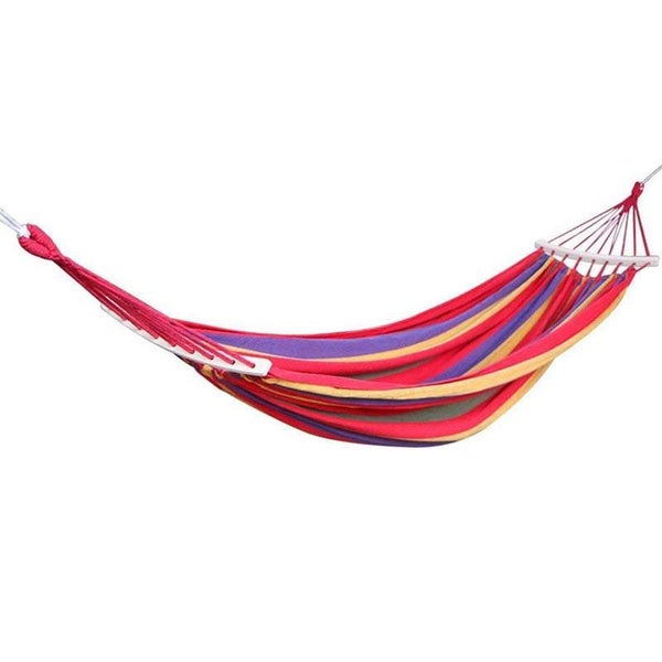 Hod Health & Home Hammocks 185X80cm With Wood Supports Red Striped Hanging Swing Carousel 2