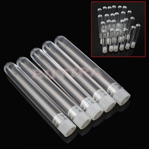 NZ Stock 20PCS Plastic Test Tubes with Plug Cap - 12x75mm Clear Tubes62929690808577115