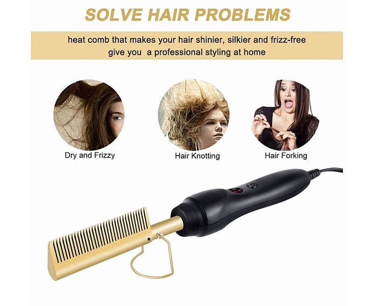 Electric Hair Beard Straightener Curler Hot Styling Comb Iron Fast Heated Bru Carousel 2