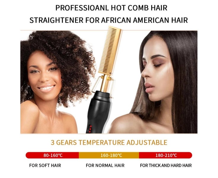 Electric Hair Beard Straightener Curler Hot Styling Comb Iron Fast Heated Bru Carousel 8