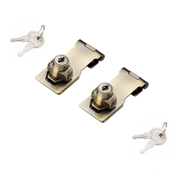 2 Packs Keyed Hasp Locks Twist Knob Keyed Locking Hasp for Small Doors Cabinets Carousel 1
