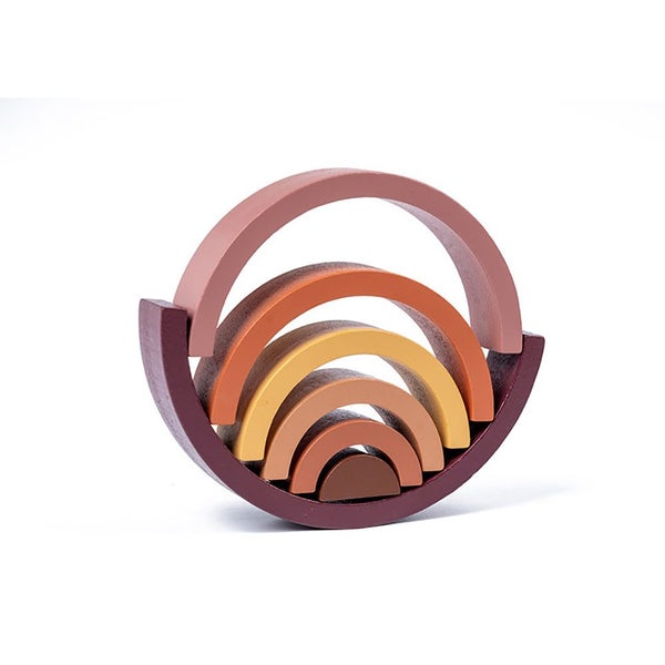 Wooden Rainbow Stacker Nesting Puzzle Blocks - In Assorted Colors Carousel 14