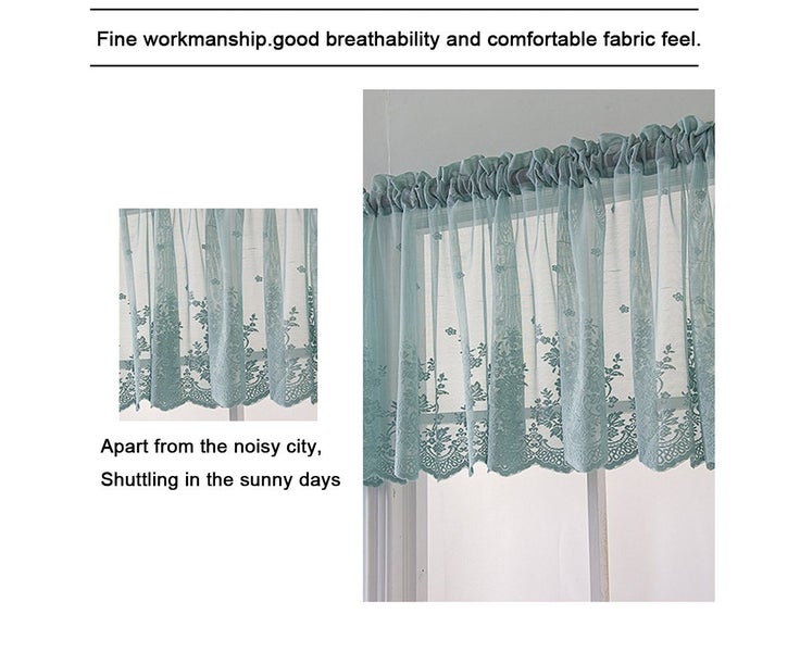 1 pcs Floral Lace Valance Curtain Embroidery Semi Sheer Short Curtain Carousel 2