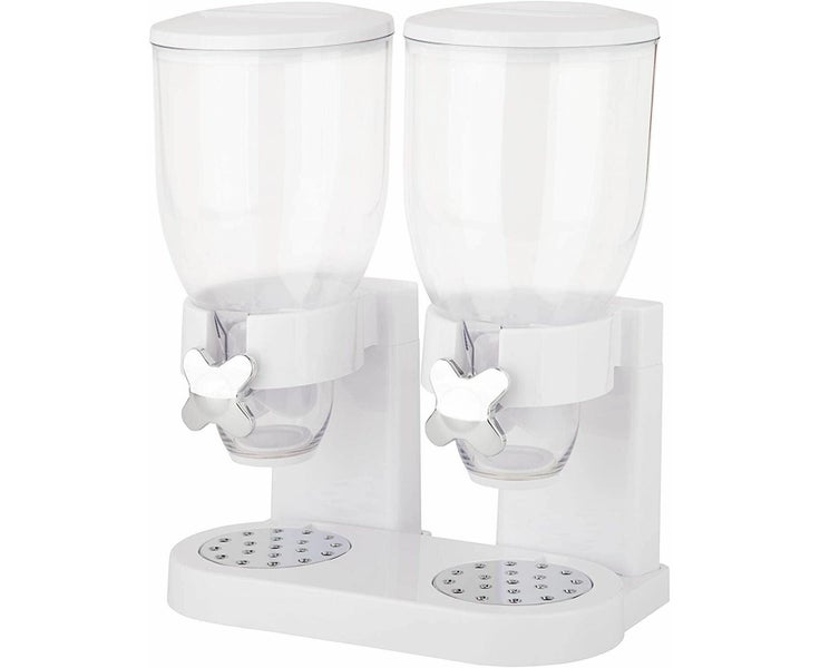 L¨WhiteL©Large Double Cereal Dispenser Dry Food Grains Containers Nuts Storage Carousel 1