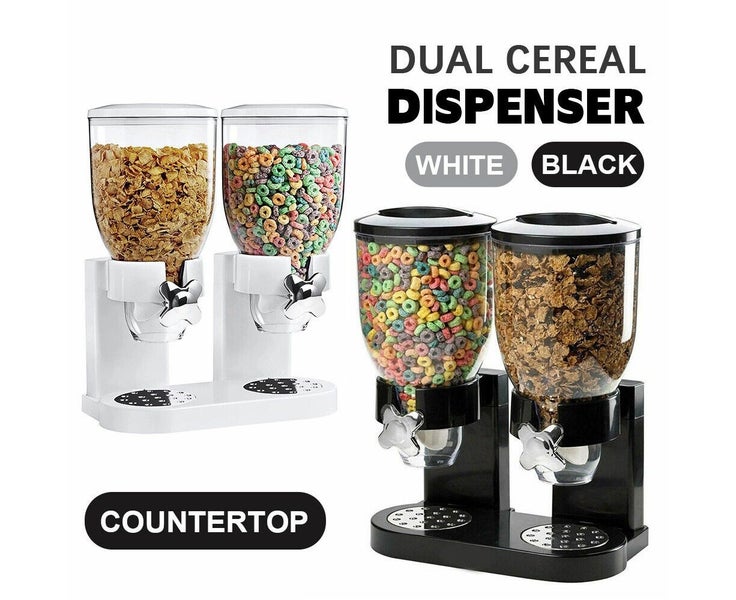 L¨WhiteL©Large Double Cereal Dispenser Dry Food Grains Containers Nuts Storage Carousel 2