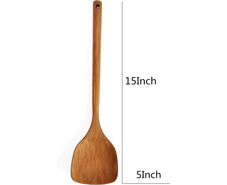 Wooden Spatula Long Handle Flat Frying Spatula Handmade for Kitchen Cookware Carousel 2