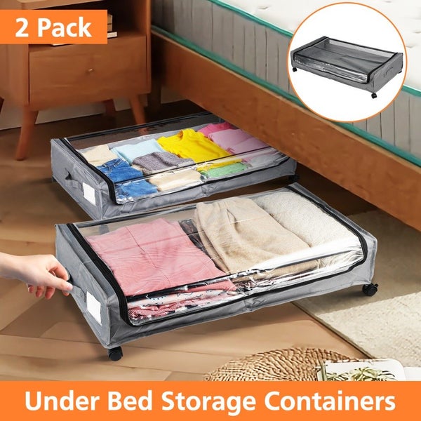 2 PCS Under Bed Storage Containers with Wheels Carousel 1