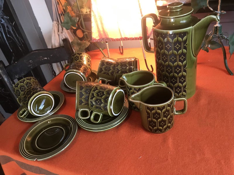 Hornsea coffee set and canastas- green Heirloom series62931719732354113