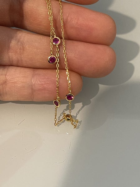 $1 reserve// 18Kt Real Gold-Plated S925 Silver Red Ruby Zircons Bracelet Carousel 2