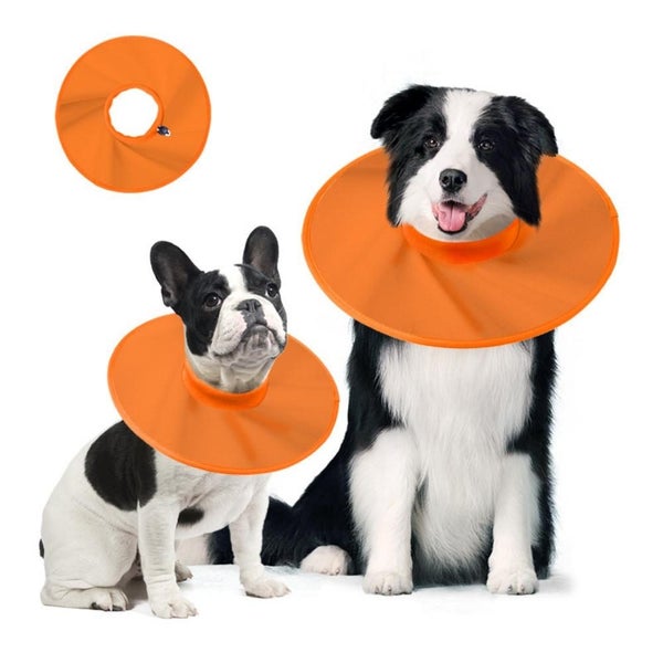Adjustable Pet Dog E Collar Breathable Dog Cone Recovery Collar Orange L Carousel 1