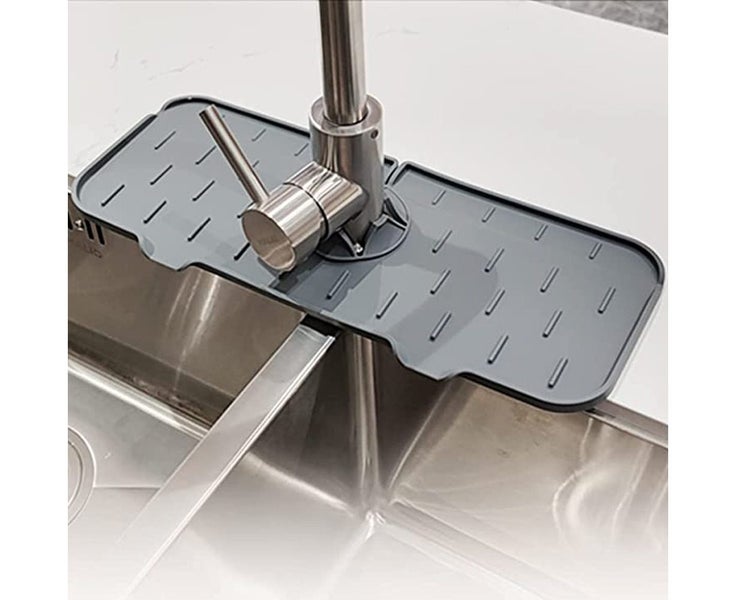 Kitchen Sink Splash Guard Silicone Faucet Mat Sink Water Splash Catcher-Grey Carousel 2