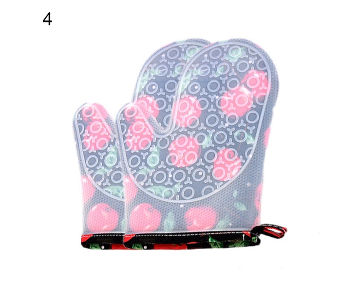 Baking Mitts Heat Resistant Non-Slip Silicone Cotton Liner Double-layer Oven Carousel 1