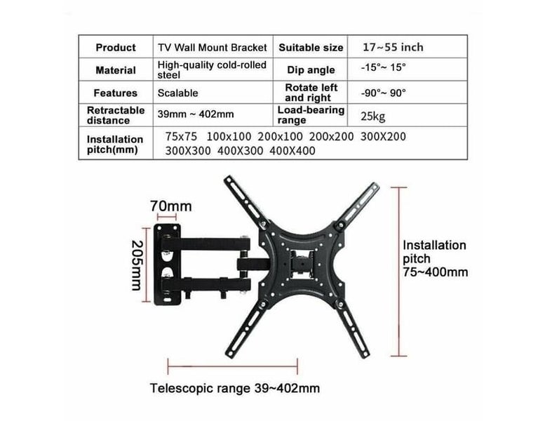 Corner TV Wall Mount Bracket Tilt Swivel 32 37 40 42 50 52 55 Plasma LCD LED Carousel 5