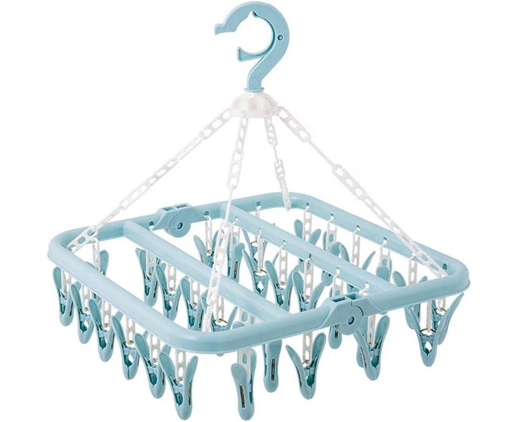 Underwear clothes hanger with 32 clips Foldable clothespin clothes horse Wind Carousel 1