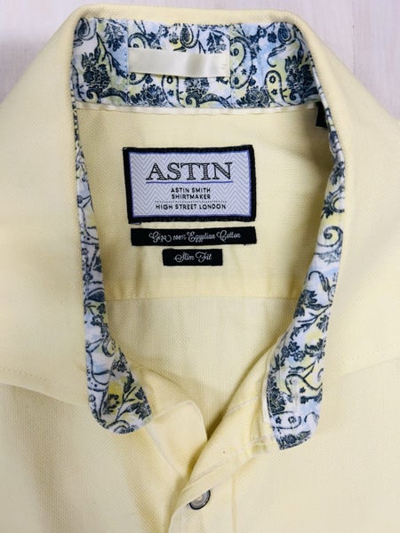 ** ASTIN SMITH ** Giza 100% Egyptian Cotton Men’s Yellow Dress Shirt Size XL629376287936031129