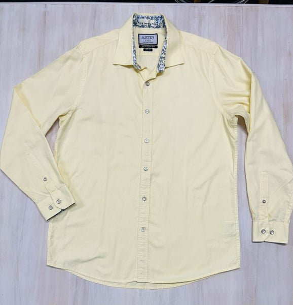** ASTIN SMITH ** Giza 100% Egyptian Cotton Men’s Yellow Dress Shirt Size XL62937628793603111
