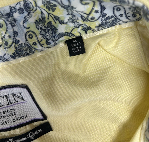 ** ASTIN SMITH ** Giza 100% Egyptian Cotton Men’s Yellow Dress Shirt Size XL62937628793603112