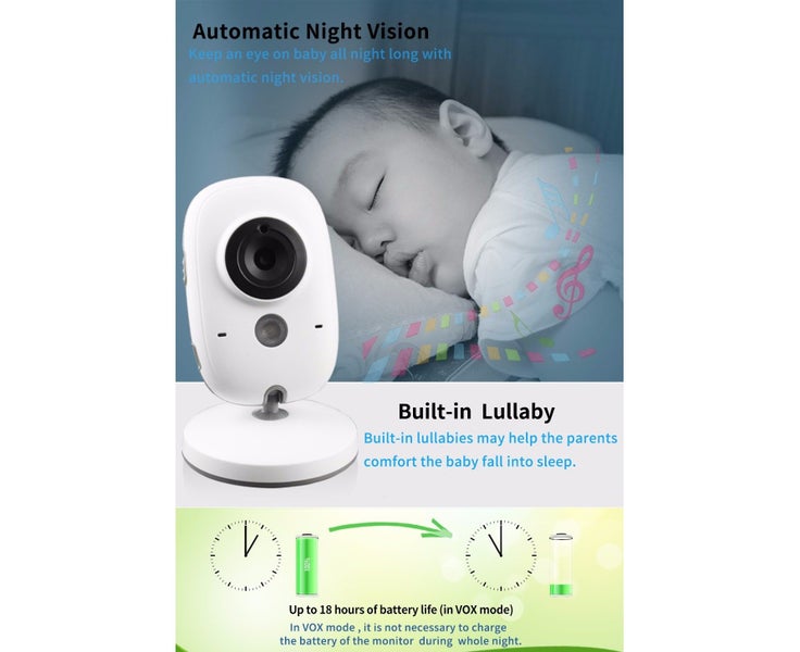 VB603 2.4GHz 3.2inch LCD Display Wireless Baby Monitor Video with Night Visio Carousel 2