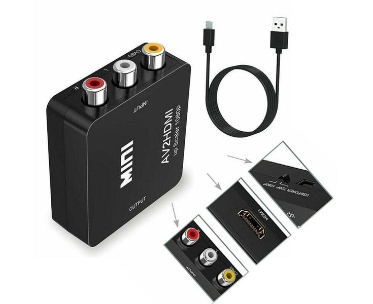Composite AV CVBS 3RCA to HDMI Video Cable Converter 1080p Upscaling -Black Carousel 4