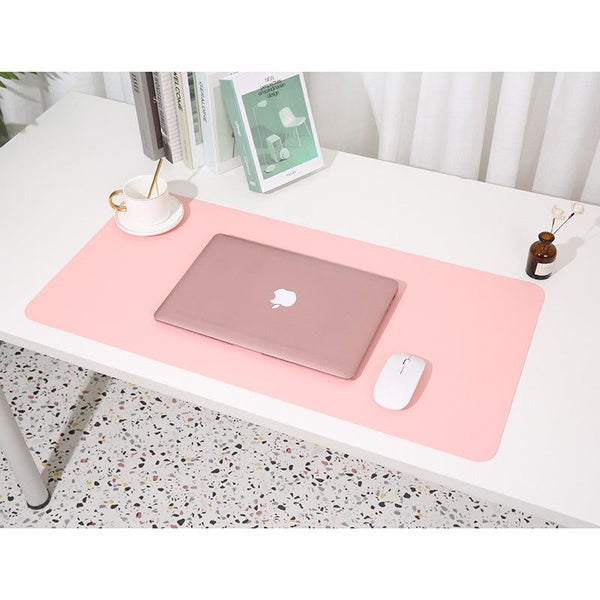 Smoky Pink Light Blue Extra Large Leather Table Mat For Study Work Pad Students Carousel 1