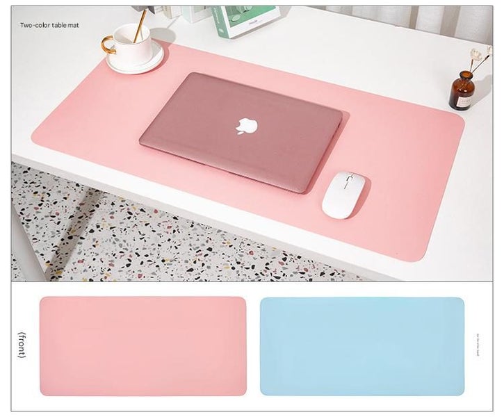 Smoky Pink Light Blue Extra Large Leather Table Mat For Study Work Pad Students Carousel 2