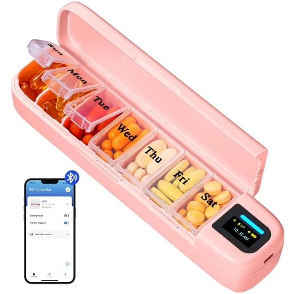 Bluetooth Smart Electronic Pill Case With Timer Clock 7 Day Portable Dispenser B Carousel 9