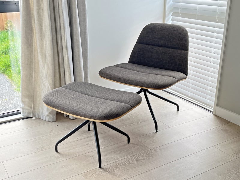 NOOD Lounge Chair with Ottoman – Grey Carousel 1