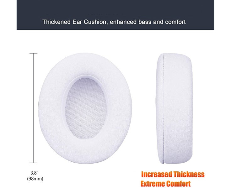 Replacement Ear Pads Cushions in White for Beats Studio 2.0 3.0 Over-the-Ear Carousel 2