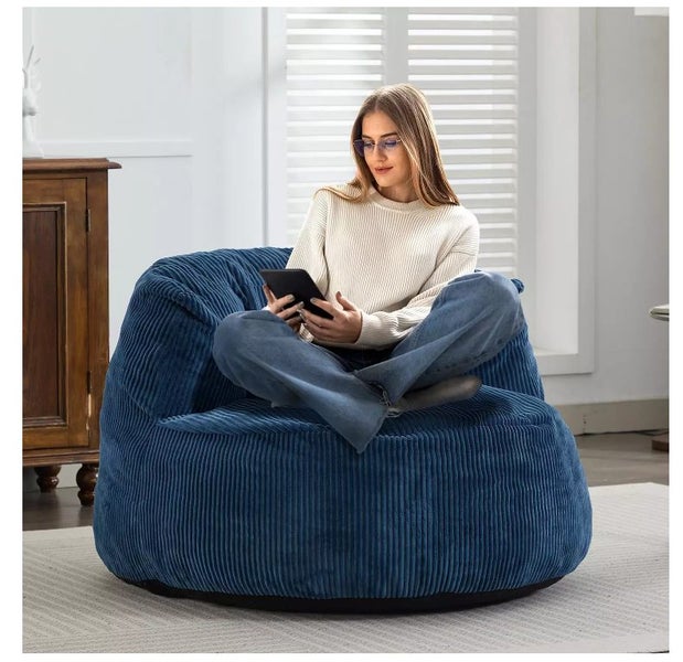 Corduroy Memory Foam Sofa with Wide Backrest NAVY Carousel 1