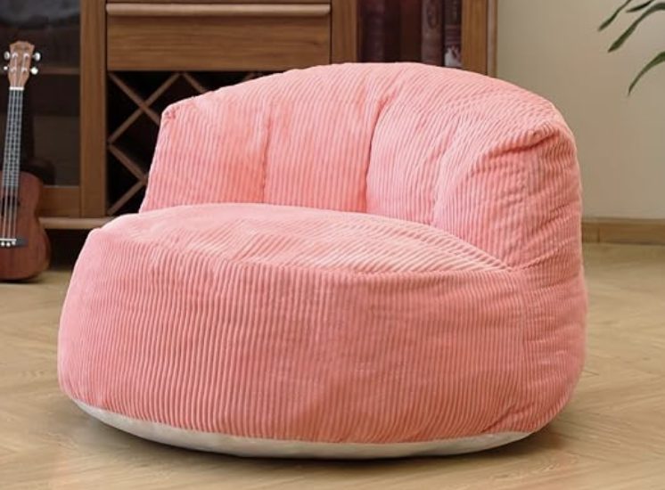 Corduroy Single Sofa with Wide Backrest PINK Carousel 2