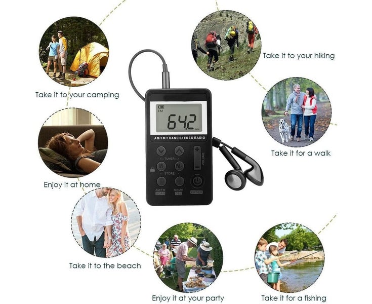 AM/FM Pocket Radio, Portable Digital Tuning Stereo Walkman Radio with Recharg Carousel 2